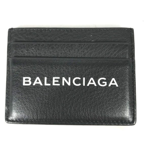 BALENCIAGA Business Card Holder Pass Case logo Bicolor Card Case - Picture 1 of 9